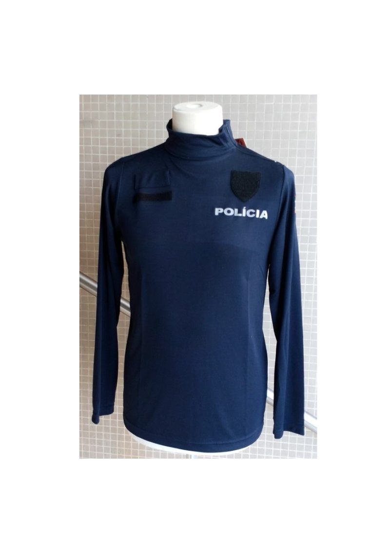 Camisola em Malha meia Gola com Gola de Fecho Lateral 